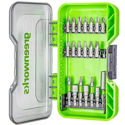 Immagine di Greenworks bit di avvitamento duri (set completo da 20 pezzi con pick and click adatti a tutti gli avvitatori batteria)