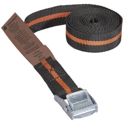 Immagine di TOOLCRAFT 2273673 Cinghia di fissaggio Capacità carico in trazione diretta (singola/diretta)=125 daN (L x L) 2.5 m 25 mm Serratura EN 12195 2