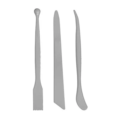Immagine di Rayher 34456558 Kit di Strumenti in Plastica per Modellare, Stecche Sagomate, Colore Grigio Pietra, 3 Pezzi, 6 Punte diverse, Varie Forme, Ideali Modellare Argilla, Massa Modellabile e Altro