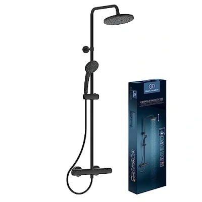 Immagine di Ideal Standard Ceratherm T25 Colonna Doccia con Termostatico Esterno, Nero Seta