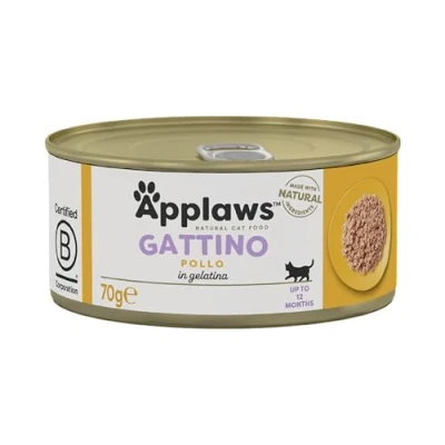 Immagine di Applaws Natürliches Kätzchenfutter, Huhn Nasses Katzenfutter In Brühe Dose, 70 g (Packung mit 24 Stück) (Verpackung kann variieren)