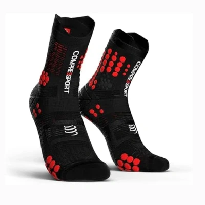 Immagine di COMPRESSPORT Compresssport Calze da Trail PRS V3 Running, piste e sentieri Supporto, protezione ventilazione corso sugli ostacoli formazione all&#039;aperto, nero/rosso, 4