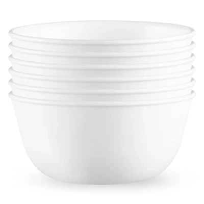 Immagine di Corelle Vitrelle Set di 6 ciotole da zuppa/cereali, resistenti a scheggiature e crepe, per zuppe, ramen, cereali altro, in vetro triplo strato, colore: bianco ghiaccio invernale