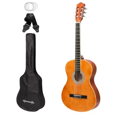 Immagine di World Rhythm WR 203 chitarra classica 4/4, spagnola naturale per principianti, di dimensioni standard, ideale bambini dai 12 anni in su