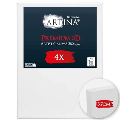 Immagine di Artina Set da 4 Tele per Dipingere 50x70 cm 100% Cotone, Spessore Alto 3D Premium 380g/m² Tela Pittori FSC® Telaio in Legno Comodo e Resistente Pittura