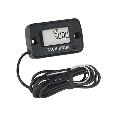 Immagine di Jayron JR HM019R contaore digitale LCD impermeabile Tachimetro misuratore di manutenzione per motori a benzina, paramotori, motoseghe, generatori, falciatrici, modellini imbarcazioni