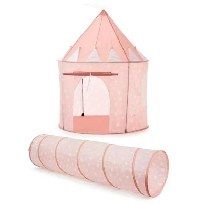 Immagine di RELSY Tende pop up rosa tenue per bambini in bundle con tunnel rosa, tenda stellata + di gioco giochi e attività