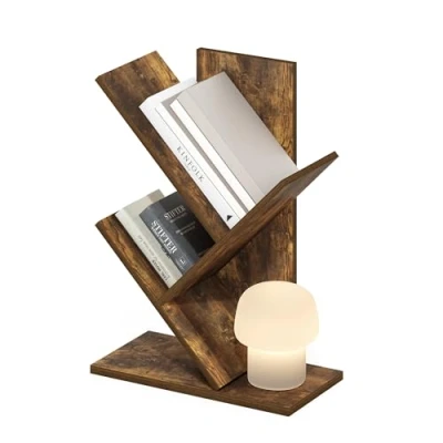 Immagine di Furinno Tree Bookshelf Libreria ad albero da terra a 3 livelli, Pino Ambrato