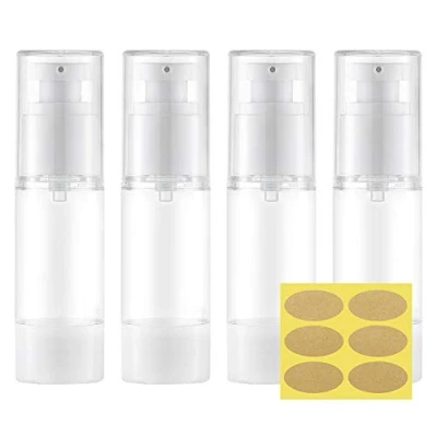 Immagine di Toureal 30ml Pompa Airless Flaconi Vuoti per Liquidi (4Pezzi) Contenitori Viaggio, Bottiglie Plastica Dispenser Gel (Trasparente)