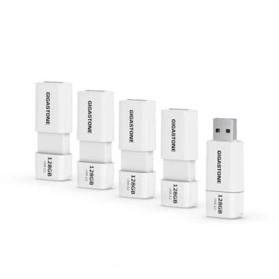 Immagine di Gigastone Chiavetta USB 128 GB Set da 5, Z60 3.2 Gen 1 Serie, R/W 120/80 MB/s alta velocità, Senza cappuccio con design retrattile, compatibile interfaccia 2.0 / 3.0 3.1