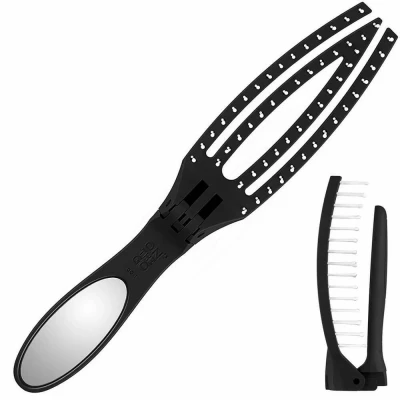 Immagine di Olivia Garden On The Go Folding Smooth &amp; Style Brush Compatto, specchio integrato e 100% cinghiale capelli in nylon ionizzato