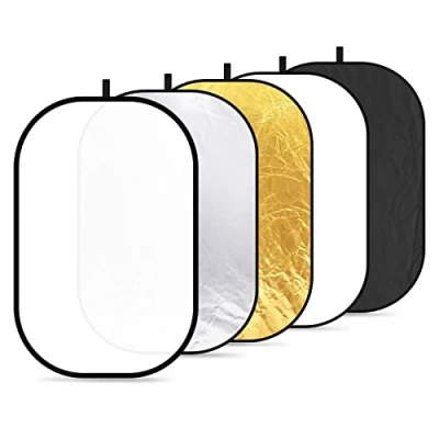 Immagine di NEEWER Riflettori di Luce per Fotografia da 100x150cm, Multidisco Pieghevole Portatile 5 in 1 con Borsa Diffusore Traslucido, Argento, Oro, Nero, Bianco Illuminazione Studio ed Esterno