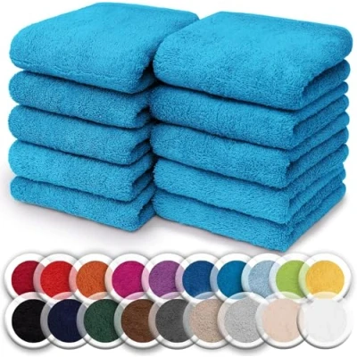 Immagine di NatureMark Confezione da 10 salviette in spugna, 100% cotone, 30 x cm, asciugamani per il viso, Turchese