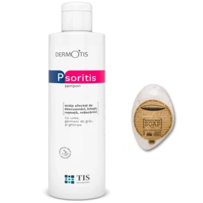 Immagine di PsoriTIS, Urea 10% Shampoo Dermatite Seborroica, Cuoio Capelluto Incline alla Psoriasi, Eczema, Prurito, Forfora, Pelle Squamosa 120ml + Saponetta Latte di Mandorla 25g