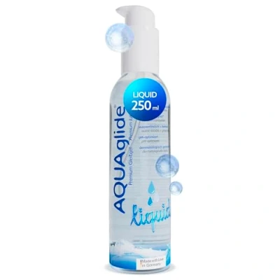 Immagine di JOYDIVISION AQUAglide liquid 250ml è un lubrificante a base acquosa, extra liquido, compatibile con i preservativi in lattice. Marchio: JOYDIVISION.