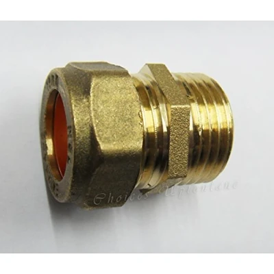 Immagine di Raccordo a compressione in ottone, 15 mm x maschio ferro 1/2&quot; (confezione da 3)
