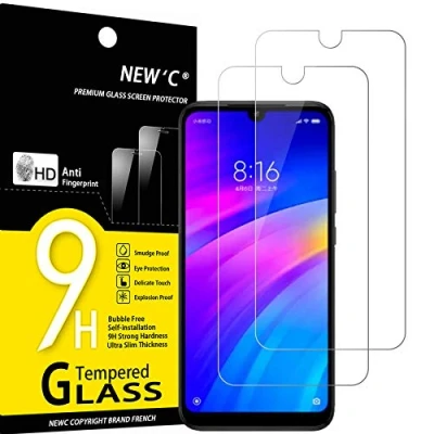 Immagine di NEW&#039;C 2 Pezzi, Vetro Temperato per Xiaomi Redmi 7, Y3, Pellicola Prottetiva Anti Graffio, Impronte, Senza Bolle, Durezza 9H, 0,33mm Ultra Trasparente, Resistente