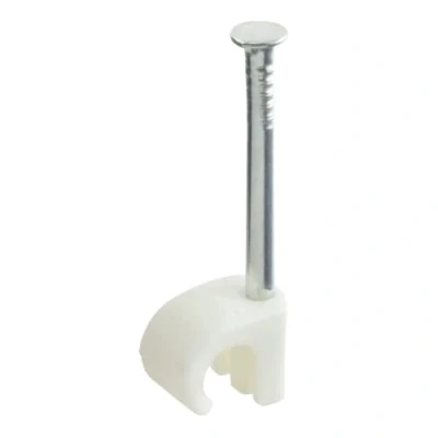 Immagine di GTSE Fermacavo rotondo bianco, per cavi 5 7 mm, scatola da 100, clip unghie in filo di battiscopa, puntine Ethernet, elettrici, pareti