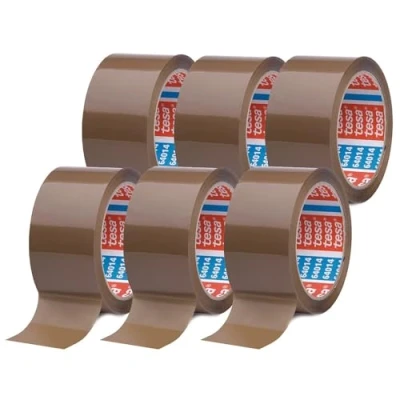 Immagine di tesapack 64014 PP Nastro adesivo Marrone Resistente all&#039;invecchiamento e allo strappo Silenzioso fortemente Confezione da 6 Rotoli 66 m x 50 mm