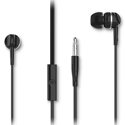 Immagine di Motorola Sound Earbuds 105 cuffie auricolari con cavo microfono integrato suono cristallino incl. 6 cuscinetti in silicone nero