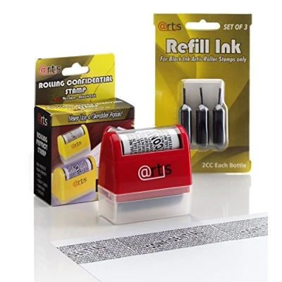Immagine di Protezione ID Self Inking Stop Identity Theft cancellare e nascondere Rolling Privacy Stamp &amp; Refill Pack