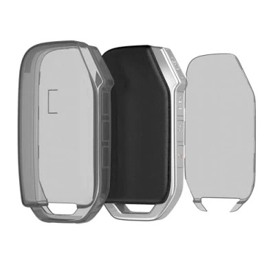 Immagine di kwmobile Custodia Chiave Auto Compatibile con Kia 3 tasti Smart Key Cover Guscio Telecomando Macchina TPU Morbido Case Trasparente nero/trasparente