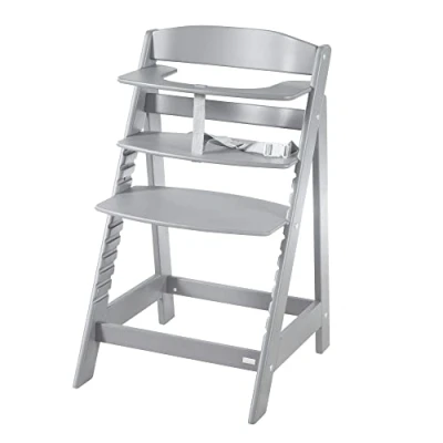 Immagine di roba Seggiolone Evolutivo Sit Up Flex 2 in 1, Altezza Regolabile, dai 6 Mesi fino ai 70 kg, con Poggiapiedi, Robusto ed Ergonomico, Legno Laccato Grigio Antracite