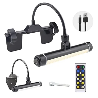 Immagine di HONWELL Lampada per quadri wireless ricaricabile con 3 modalità di illuminazione, testina girevole a batteria, telecomando applique dimmer selezionabile, nero