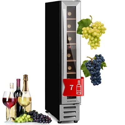 Immagine di Klarstein Cantinetta Vino Design da Incasso, Refrigerata a Zona Singola per Rosso, Bianco e Birra, Controlli Touch, Frigo Esterno/Interno, 20L, 7 Bottiglie