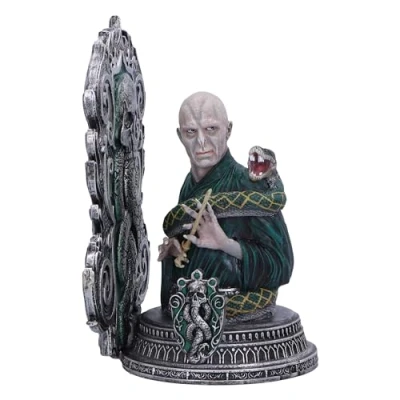 Immagine di Nemesis Now Harry Potter Lord Voldemort Fermalibri in resina, 20,5 cm, colore: argento, prodotto ufficiale Potter, da collezione, realizzato resina di alta qualità, sapientemente dipinto a