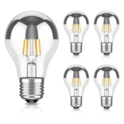 Immagine di ledscom.de 5 pezzi E27 Lampadina LED, A60, bianco caldo (2700 K), 4,1 W, 461lm, specchio frontale (argento)