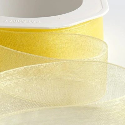 Immagine di Italian Options Nastro in organza chiffon, rotolo da 7 mm x 50 m, colore: limone