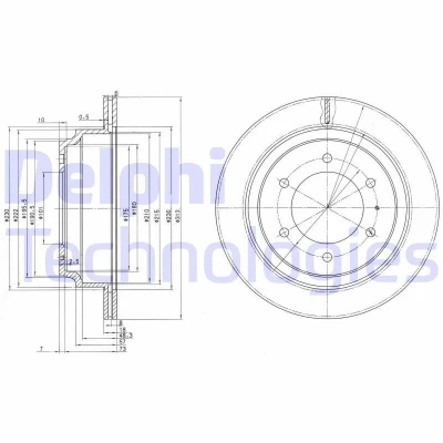 Immagine di DELPHI BG3353 Disco freno 313 18 6 ventilato Oleato non trattato senza cuscinetto ruota, anello sensore ABS OPEL: Frontera B SUV