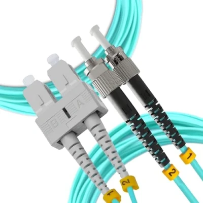 Immagine di digitX Cavo fibra ottica, Multimode Duplex OM3, 50/125 Patch Cord colore aqua (SC/ST, 2M)