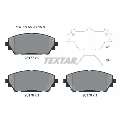 Immagine di TEXTAR 2617701 Kit pastiglie freno con segnalatore acustico usura accessori MAZDA: 3 Hatchback