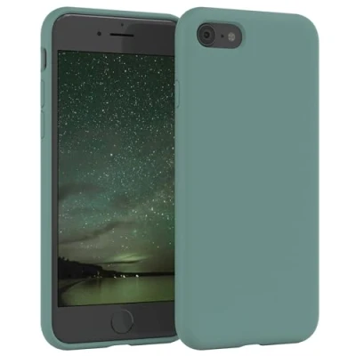 Immagine di EAZY CASE custodia per cellulare in silicone premium compatibile con iPhone SE 2022 protezione della fotocamera e rivestimento interno protettiva bumper Verde notte
