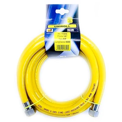 Immagine di Tubo flessibile del gas 4 mt 1/2&quot; acciaio FF secondo la norma EN 15266 UNIROLL
