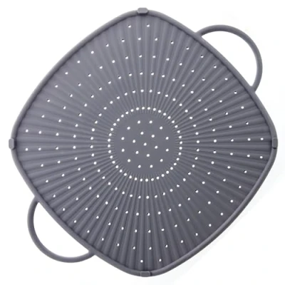 Immagine di Coolinato paraspruzzi in silicone, 31 x cm, rettangolare, grigio Colino universale per pentole e padelle utilizzabile 3 1 come padella, sottopentola teglia Resistente