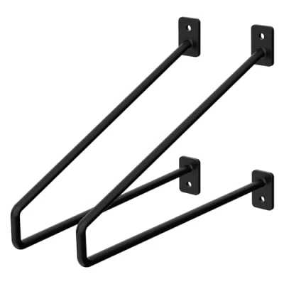 Immagine di ML Design 2 Pezzi Staffe per Mensole 265 mm Nero in Acciaio Supporto Mensola Galleggiante Industriale Montaggio a Parete Staffa di Scaffale Muro Supporti Forcina
