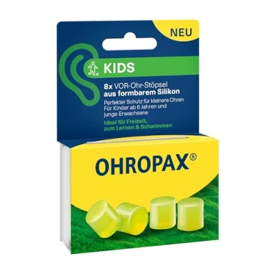 Immagine di OHROPAX tappi per le orecchie bambini, protezione dal rumore più piccole, pre auricolari in silicone modellabile, valore di isolamento acustico SNR 23 dB, ideali il tempo