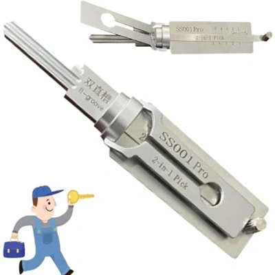 Immagine di Xpwghap Decodificatore di Chiave,Key Decoder Lock Pick，Stainless Steel Key Decoder，Master Decoder，Sc1 Stainless Decoder,Utility Keys Steel，2 in 1 Pick And De Coder Tool