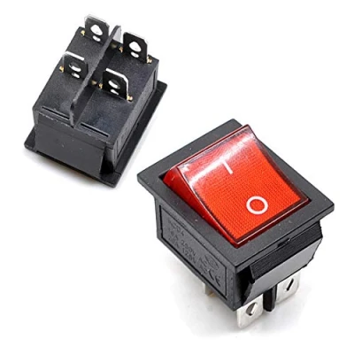 Immagine di Oiyagai 2 Pezzi Interruttore a Bilanciere KCD4 DPST 4 Pin Posizioni ON/OFF AC 20A/125V 15A/250V LED Rosso Illuminato Levetta per Barca