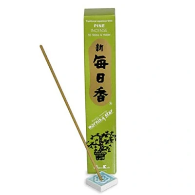 Immagine di Nippon Kodo Incenso giapponese di qualità con stella del mattino in pino 50 bastoncini + supporto