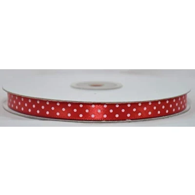 Immagine di NASTRO RASO POIS LARGHEZZA 6 MM LUNGHEZZA 50 METRI (ROSSO)