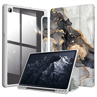 Immagine di FINTIE Custodia per Samsung Galaxy Tab S6 Lite 10.4&#039;&#039; 2024/2022/2020 (SM P620/P625/P613/P619/P610/P615) con S Pen Holder, Antiurto Sottile Case Posteriore Trasparente Cover, Cloudy Marble