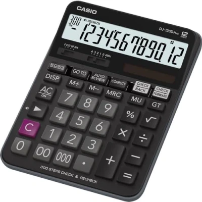 Immagine di Casio DJ 120DPLUS Calcolatrice da tavolo Nero Display (cifre): 12 A energia solare, batteria (L x P) 144 34.6 192 mm