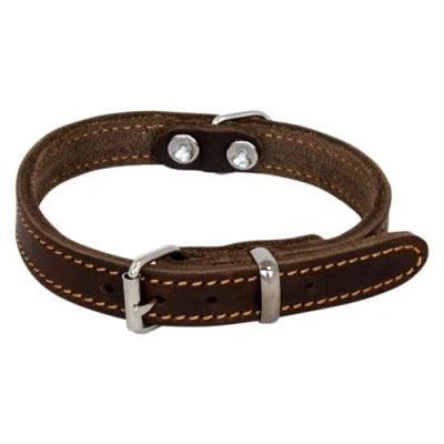 Immagine di JACK AND VANILLA, Collare per cani, modello pelle grassa, colore marrone, misura 12 mm x 30 cm