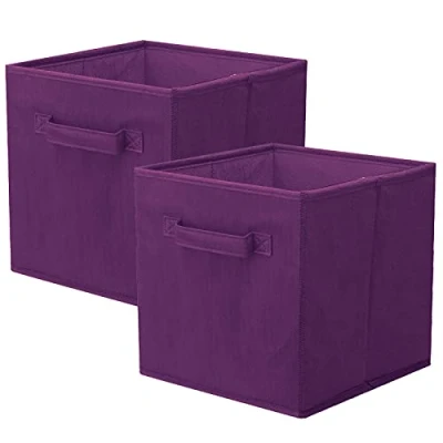Immagine di powerking Cestini portaoggetti, cubi portaoggetti Pieghevoli in Tessuto e cassetto per riporre Gli Oggetti Stoffa Armadio Giocattoli (Viola, 2)