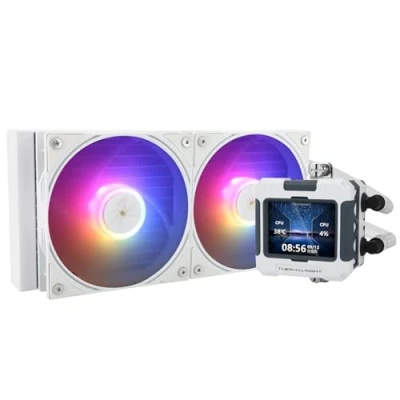 Immagine di Thermalright FW 240 raffreddamento ad acqua ARGB bianco con 2 ventole PWM, schermo LCD IPS 320 x 240, AIO, CPU liquido per AMD/Intel PC Aio: