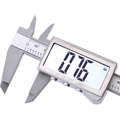 Immagine di TOPWAY Calibro a Corsoio Digitale 150mm 6&quot; in Fibra di Carbonio Grande Display LCD per Misurazioni Esterne, Interne e Profondità 401433